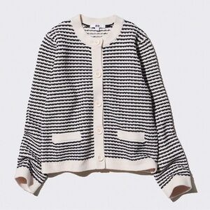 Uniqlo Black and White Striped Cardigan